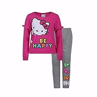 Hello Kitty Girls Long Sleeve Shirt and Legging Pants Set for Toddler, Little and Big Kids – Grey/Pink