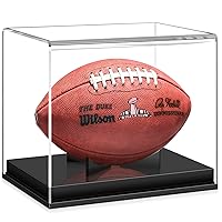 Football Display Case, Acrylic Football Case Display Case Autographed Football Holder, No Assembly Required Football Display Box with Removable Built-in Football Display Stand