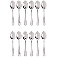 Winco 12-Piece Dots Dinner Spoon Set, 18-0 Stainless Steel, Silver