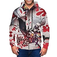 Anime Manga Helluva Boss Full Zip Hoodie Men'S Casual Tops Fashion Long Sleeve Sweatshirt Pullover Hoody