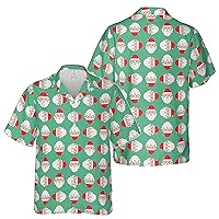 Christmas Santa Claus Face Seamless Pattern Hawaiian Shirt S-5XL