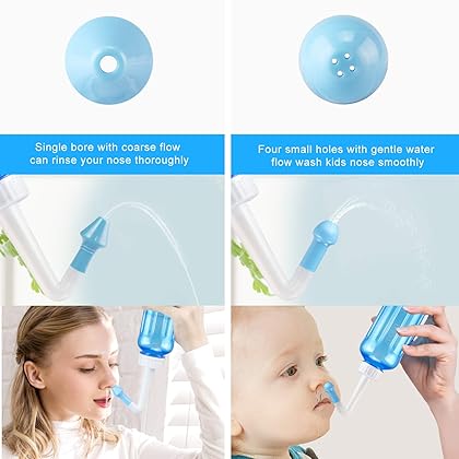 Smarbo Neti Pot, Sinus Rinse 17 Oz/500ML Bottle & 60 Salt Packets Neti-Pot with Nasal Wash Salt Packets and Sticker Thermometer Nose Cleaner Washing Bottle Nasal Irrigation for Adult & Kid BPA Free