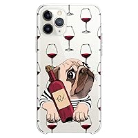 TPU Case Compatible with iPhone 15 14 13 12 11 Pro Max Plus Mini Xs Xr X 8+ 7 6 5 SE Pug Domestic Feminine Dogs Girl Design Print Red Clear Wine Flexible Silicone Slim fit Cute Cute Kawaii Lux