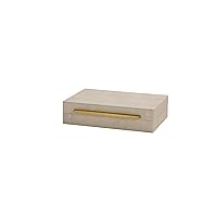 Kingflux Ivory Shagreen Decorative Box Keepsake And Memory Box, Faux Leather Storage Box Jewelry Organizer Wooden Home Organizer Box For Accessory With Brushed Gold Handle (Ivory)