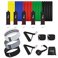 TheFitLife Resistance Exercise Bands Set (150lbs) with Handles+ TheFitLife Workout Booty Bands Set for Home Gym, Stretching