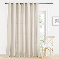 RYB HOME Linen Sheer Curtain - Large Backdrop Curtain Extra Wide Panel for Living Room Girls Bedroom Foyer Doorway Dining Sliding Glass Door, Warm Beige, W 100 X L 95 Long, Set of 1,Adult