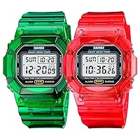 Womens Mens Digital Watch, Waterproof Green Watches for Men, Women's Digital Watch for Boys Girls Wrist Watch with Date Alarm & Countdown