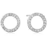 Amazon Collection 1/5th CT TW Diamond Geometric Circle Stud Earrings in Sterling Silver
