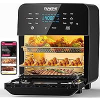 Brio 15.5Qt Air Fryer Rotisserie Oven, X-Large Family Size, Powerful 1800W, 4 Rack Positions, 50°-425°F Temp Controls, 100 Presets & 50 Memory, Integrated Smart Thermometer, Linear T Technology