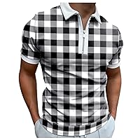 Polo Shirts for Men Button Down T Shirt Geometry Print Streetwear Short Sleeve Golf Shirts Henley Shirts Tops