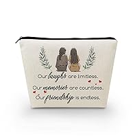Friendship Makeup Bag Cute Small Cosmetic Bag Limitless Laughs Countless Memories Endless Friendship Gifts Makeup Bag for Best Friends Sisters Besties
