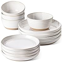 LE TAUCI Dinnerware Sets 12 PCS, Ceramic Plates and Bowls Set (10