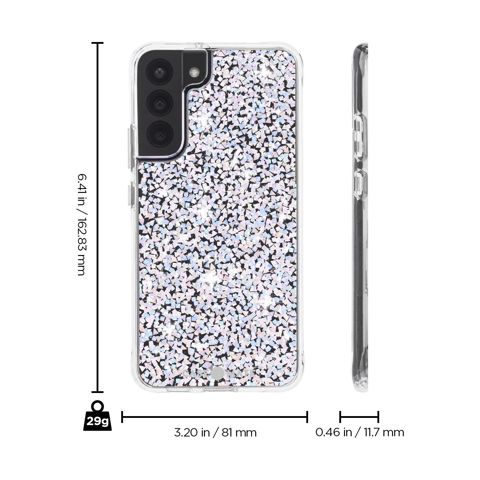 Case-Mate Samsung Galaxy S22 Plus Case - 6.6' Twinkle Diamond - 10ft Drop Protection with Wireless Charging - Luxury Bling Glitter for S22 Plus 5G - Anti Scratch, Shock Absorbing Materials, Slim Fit
