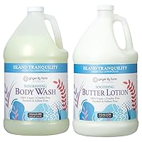 Ginger Lily Farms Botanicals Body Wash + Butter Lotion Bundle, Island Tranquility, 1 Gallon Each