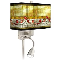 Tiffany Lily LED Reading Light Plug-in Sconce with Print Shade
