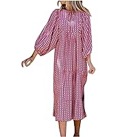 Women's Casual Summer Maxi Dress 2024 Fashion Printed Bubble Sleeve V Neck Smocked Tiered Ruffle Long Dresses Dresses for Women 2024 Elegant Vestidos para Mujer Sexy