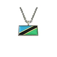Thin Bordered Tanzania Flag Pendant Necklace