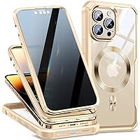 [CD Loop+Privacy Screen Protector]Magnetic Case for iPhone 14 Pro Max Case,[Military Grade Protection] Anti-peep Privacy Screen Double Sided 9H Glass Compatible with MagSafe Case for iPhone 14 Pro Max