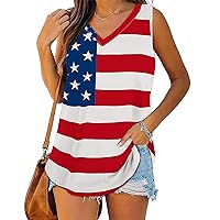 Womens American Flag Tank 4th of July Stars and Stripes T Shirts Patriotic Sleeveless USA Tunic Summer Blouse Tops