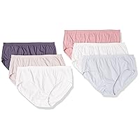 JUST MY SIZE Women's Plus Size Pure Comfort Cotton Brief Underwear, 6-Pack, Assorted Color