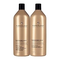 Pureology Nanoworks Gold Shampoo & Conditioner Bundle | For Very Dry, Color-Treated Hair | Sulfate-Free | Vegan | Updated Packaging | 33.8 Fl. Oz.