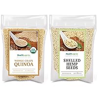 Healthworks Quinoa White Whole Grain Raw Organic (80 Ounces / 5 Pounds) and Hemp Seeds Canadian (32 Ounces / 2 Pound)