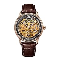 REEF TIGER Casual Watches for Men Skeleton Mechanical with Leather Strap Automatic Watch RGA1975 (RGA1975-PBS)
