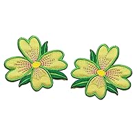 Nipitshop Patches Green Flowers Cherry Blossom Embroidery Lace Flower Fabric Applique Sew on Patches Embroidered Patch DIY for Clothings Jeans Skirt Vests Scarf Hat Backpacks