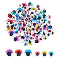 MIDELONG Googly Wiggle Eyes with Eyelashes, Plastic Self Adhesive Assorted Colors for DIY Arts Craft Sticker Eyes Scrapbooking Decorations 10mm and 15mm, 100 PCS