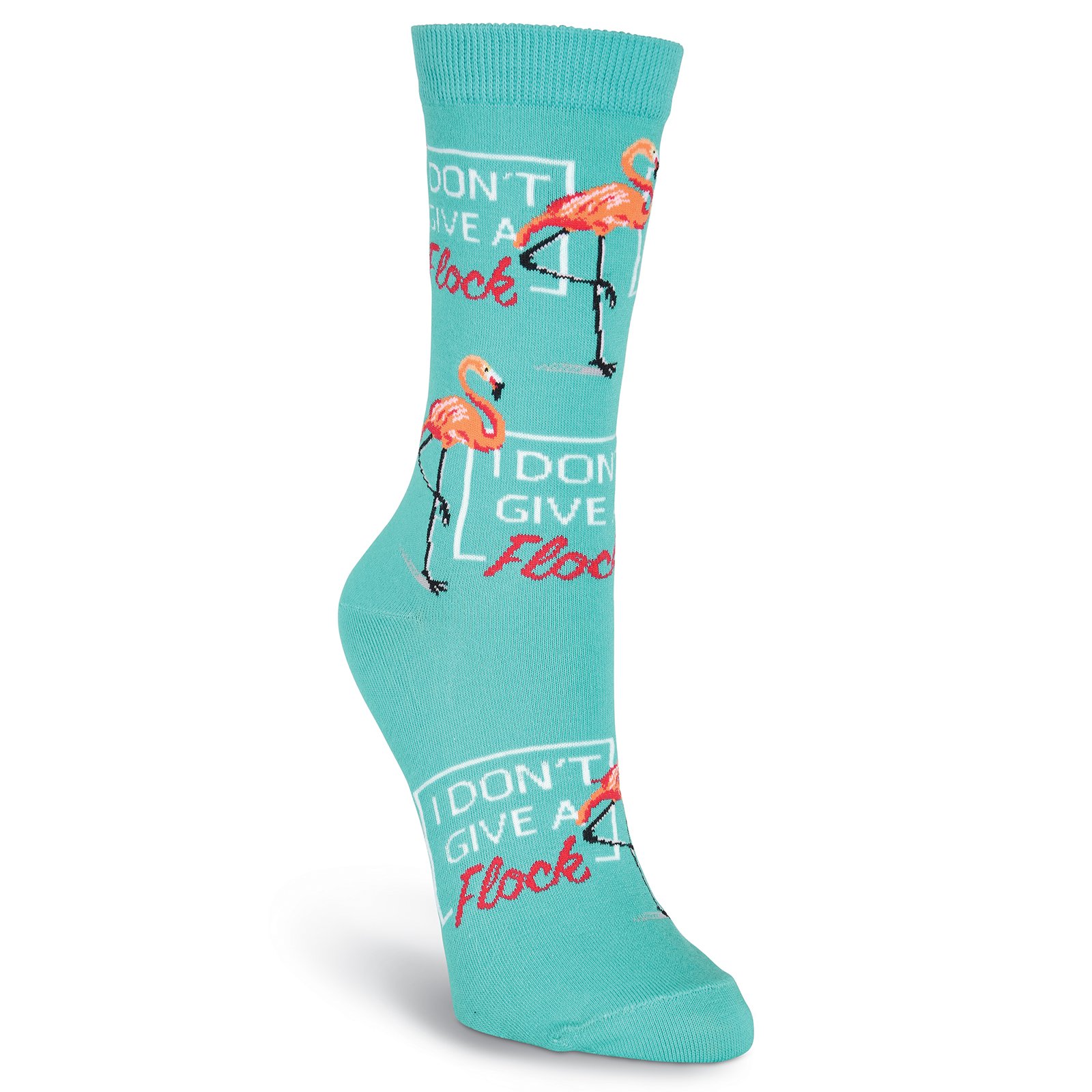 K. Bell Socks womens Funny Jokes and Wordplay Novelty Crew Casual Sock, Don't Give a Flock (Turquoise), Medium US