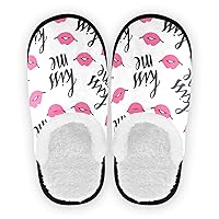 Cozy Fuzzy Slippers Valentines Pink Lipstick Kiss Love For Girls Slip-on Cozy Indoor Outdoor Slippers,