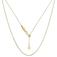 Jewelry Affairs 14k Yellow Real Gold Adjustable Octagonal Snake Chain Necklace, 0.85mm, 22
