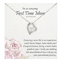 New Mommy Gift for Mom to Be Necklace Sterling Silver Heart 1st Mother's Day Pregnancy Baby Shower Push Present First Time Expecting Mama pregnant wife daughter in law