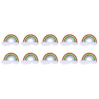 Colorful Cloth Patch Cloud Rainbow Pattern Embroidery Applique Decoration Supplies Dress Plant Hat Jeans Sewing Flowers Applique DIY Accessory,10Pcs Embroidered Patch, 10Pcs Embroidered Patch, C