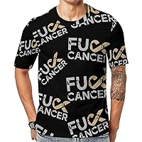 Fuck Cancer Basic Men's T-Shirts Breathable Round Neck Blouse Tee Top Running Hiking Gym