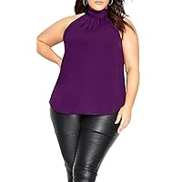City Chic Plus Size TOP Sultry Shine in Petunia, Size 24