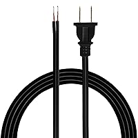 GE Power Gear 8 Ft Lamp Cord, Polarized Molded Plug, 2-Prong, DIY Repair/Replacement, UL Listed, Black, 54435