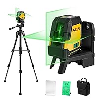 PREXISO Laser Level with Tripod - 100Ft Rechargeable Dual Modules Line Laser, Self Leveling Wide Angle Cross Leveler Tool for Construction, Floor Tile Renovation with Magnetic Base, Target Plate, Bag