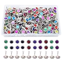 ARTCXC 200PCS 8x12mm Paper Fasteners Mixed Colors Acrylic Rhinestone Metal Brads for for DIY of Scrapbooking Decoration，Card Making,Art Crafting School Projects Making