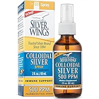 Natural Path Silver Wings Colloidal Silver 500ppm (2,500mcg) Immune Support Supplement 2 fl. oz. spray