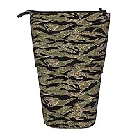 BREAUX Tiger Stripe Camo Print Vertical Organizer, Portable Storage Bag, Zippered Cosmetic Bag, Holiday Gift