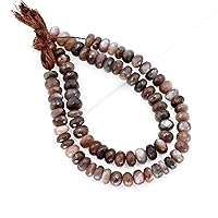 Natural Stone Chocolate Moonstone Beads Faceted Rondelle Beads 8 Inch Strand Quality Gemstone DIY Necklace Beads Making Jewelry Supply (8 to 9mm)