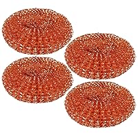 4 Pc Copper Scrubber Scourer Wire Mesh Wool Pad Scrub Cleaning Dish Pan Scouring Heavy Duty Scrubbing Dishes Kitchen 100% Pure Copper Grit Bathroom Scrubber General Household Supplies Dishwashing