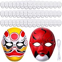 50 Pcs Paper Mache Mask DIY Full Face Masks White Craft Masks for Men Mask to Decorate Pulp Blank Paintable Mask Costume Craft Mask Bulk for Mardi Gras Masquerade Art Cosplay Dance Party