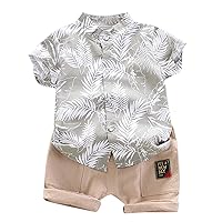 Big Boys Shorts Set Pattern Baby Boy Sleeve Short Shirt Set Kids Toddler Tops+Shorts Clothes 12 M Baby (Grey, 2-3 Years)