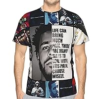 J Rapper Cole Singer Collage T Shirt Man's Classic Sports Tee Crew Neck Short Sleeve Tops Black