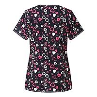Womens V Neck Top Work Scrub Blouse for Women Short Sleeve Loose Fit Long Fall Summer Shirts 2024