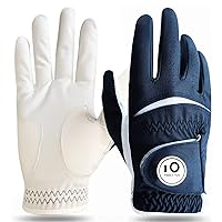FINGER TEN Golf Gloves Men Left Hand Right Leather with Ball Marker Color Pack, Mens Golf Glove All Weather Grip, Fit Size Small Medium ML Large XL