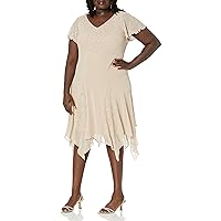 J Kara Women's Hanky Hem Flutter Sleeve Short Beaded Dress