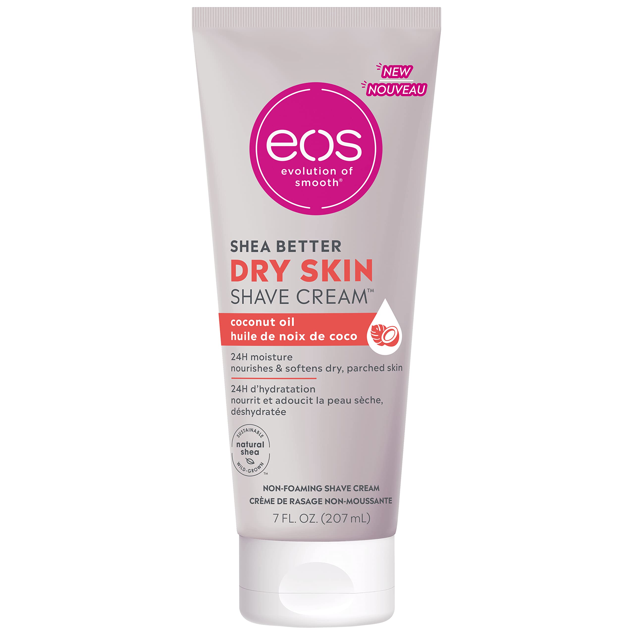 eos Shea Better Dry Skin Shaving Cream, Shave Cream for Women, Skin Care and Lotion with Coconut Oil, 24-Hour Hydration, 7 fl oz, Packaging May Vary